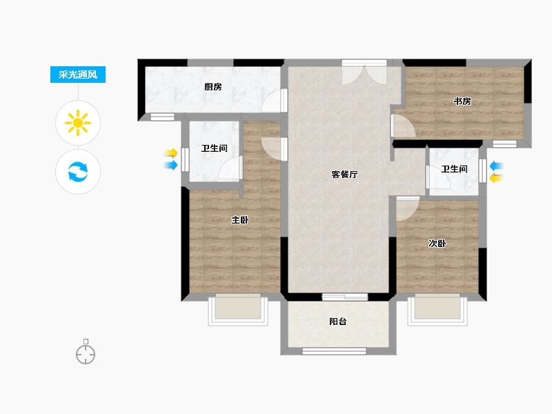 湖北省-十堰市-国瑞中心-80.05-户型库-采光通风