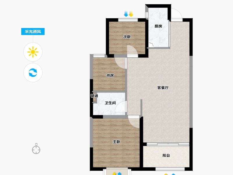 山东省-菏泽市-菏泽当代城MOMΛ-80.00-户型库-采光通风