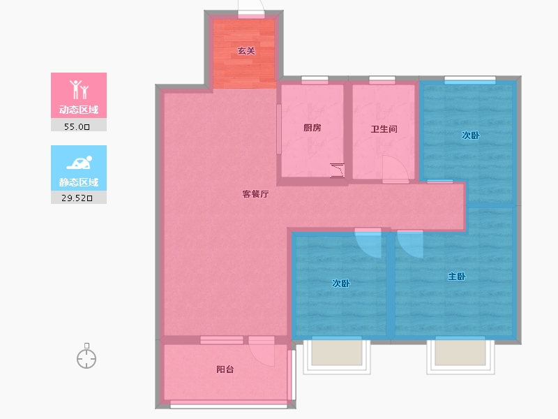 山东省-青岛市-海尔产城创衡山学府-74.40-户型库-动静分区