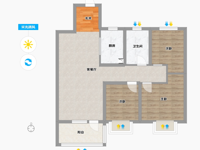 山东省-青岛市-海尔产城创衡山学府-74.40-户型库-采光通风