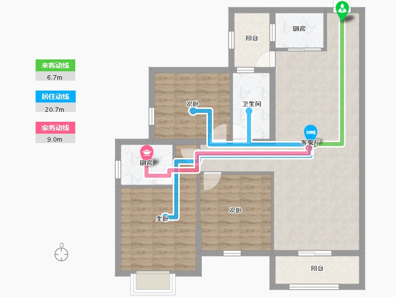 湖南省-永州市-麒麟公馆-98.50-户型库-动静线