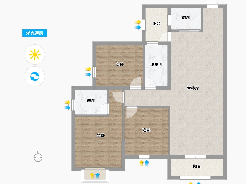 湖南省-永州市-麒麟公馆-98.50-户型库-采光通风