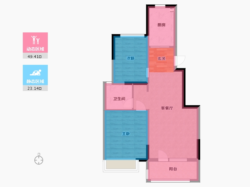 山东省-青岛市-鑫江花漾里-64.19-户型库-动静分区