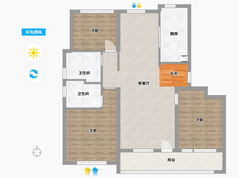 山东省-青岛市-融创・影都壹�-98.78-户型库-采光通风