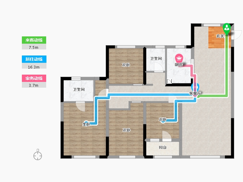 山东省-青岛市-龙湖・春江彼岸-114.40-户型库-动静线