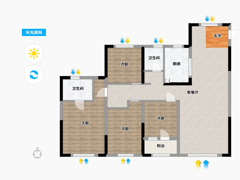 山东省-青岛市-龙湖・春江彼岸-114.40-户型库-采光通风