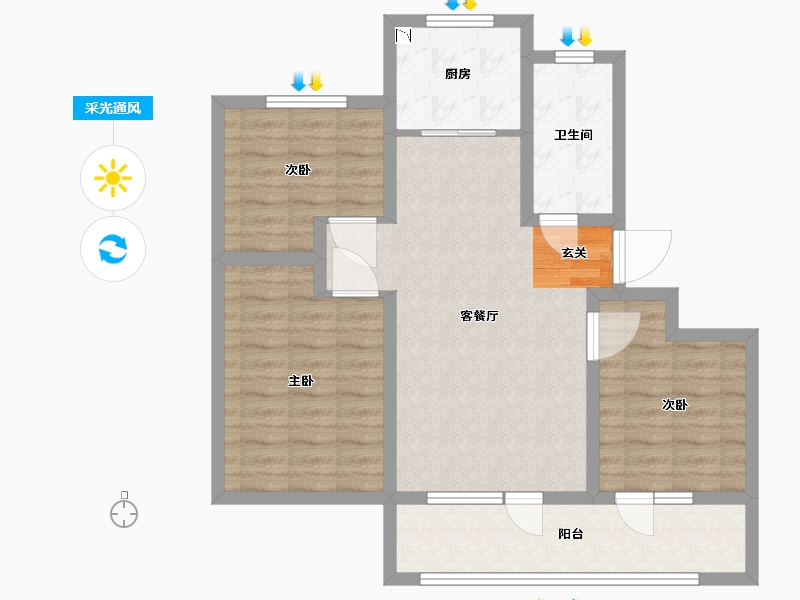 山东省-青岛市-海信文墨里-80.00-户型库-采光通风