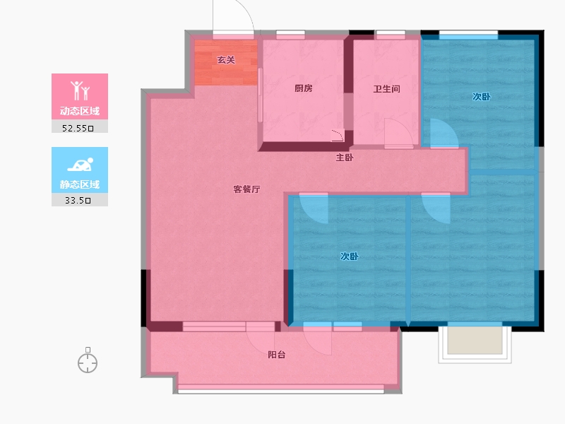 山东省-青岛市-龙湖西府原著-76.80-户型库-动静分区