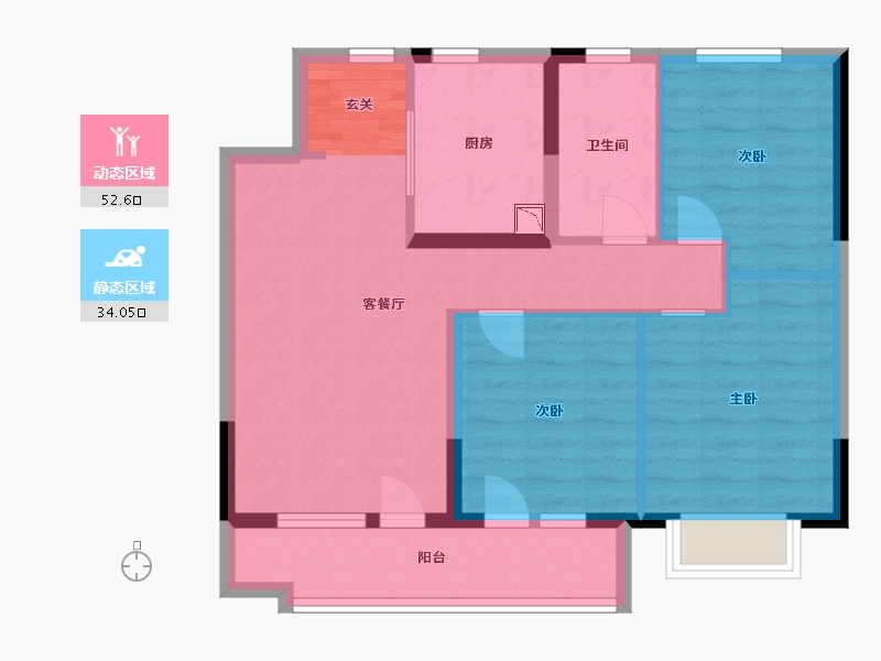 山东省-青岛市-龙湖西府原著-76.93-户型库-动静分区