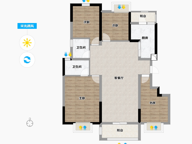 四川省-乐山市-新城金樾天玺-104.01-户型库-采光通风