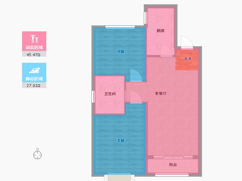 山东省-青岛市-鑫江・水青花都丨观山-66.40-户型库-动静分区