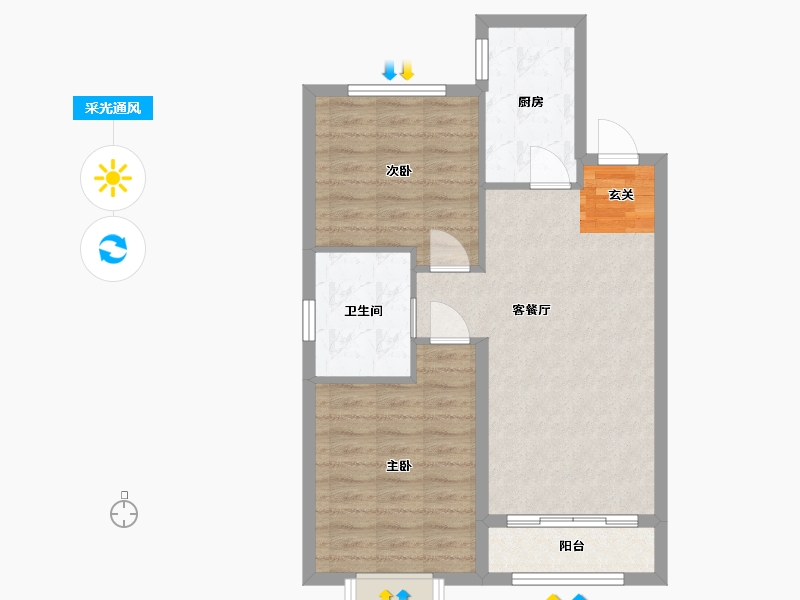 山东省-青岛市-鑫江・水青花都丨观山-66.40-户型库-采光通风