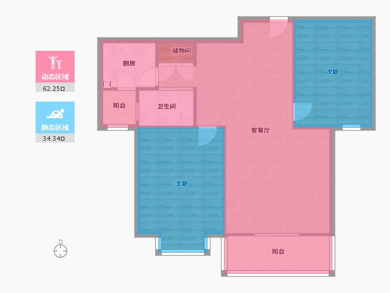 浙江省-温州市-假日花园-88.52-户型库-动静分区