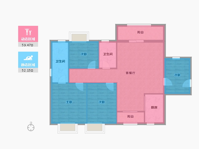 湖北省-黄冈市-博雅芳邻-101.34-户型库-动静分区