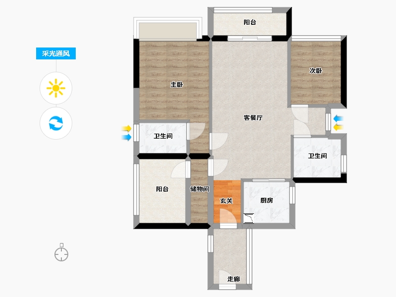 广东省-佛山市-新城�Z城-75.65-户型库-采光通风