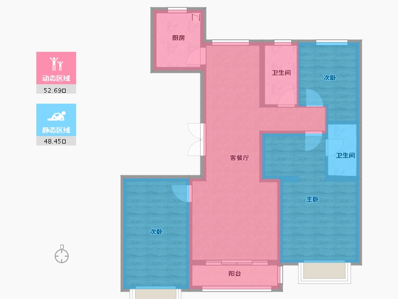 河北省-张家口市-中国铁建・西山国际城-89.70-户型库-动静分区