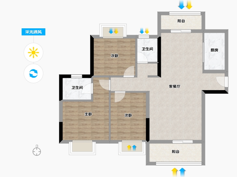 广东省-清远市-仁兴・城市花园-84.49-户型库-采光通风