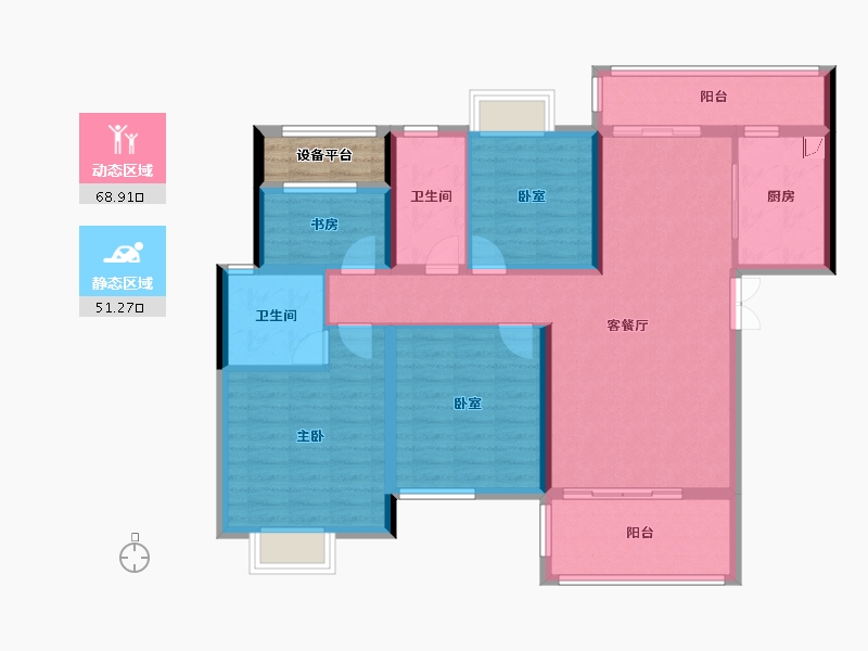 湖南省-长沙市-春晖花园-110.20-户型库-动静分区