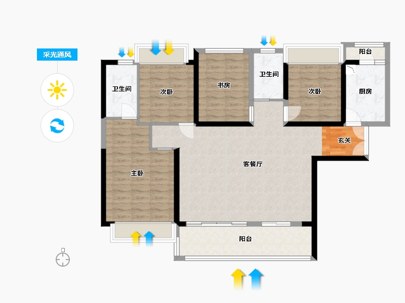 广东省-佛山市-电建地产・�吃没�府-113.70-户型库-采光通风