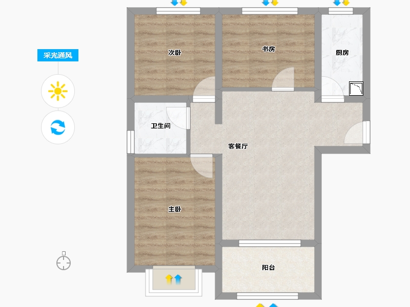 河北省-廊坊市-合生长安帝景-63.08-户型库-采光通风