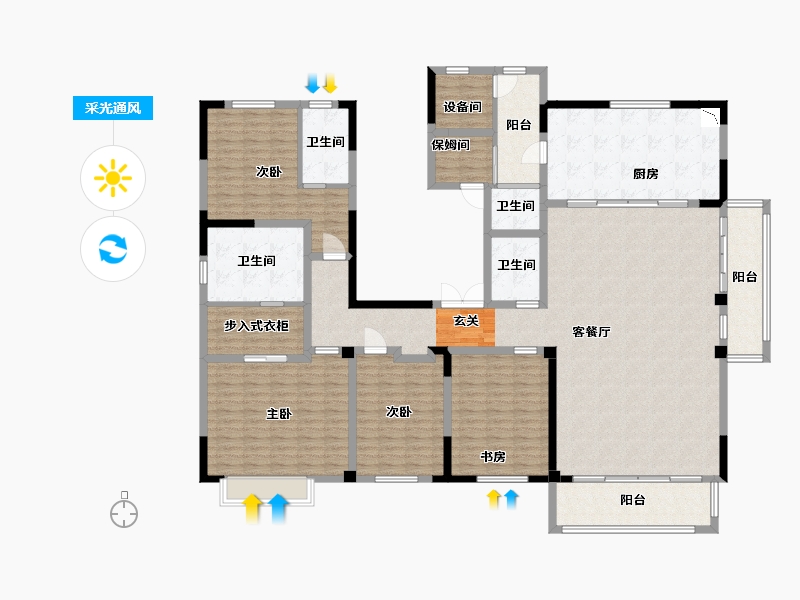 四川省-宜宾市-淮海名邸-212.00-户型库-采光通风