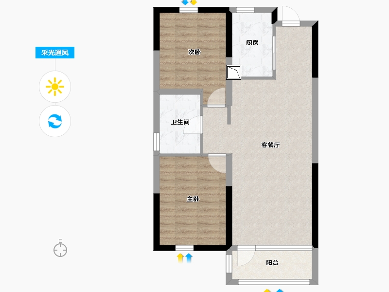 辽宁省-沈阳市-华润万象府-69.59-户型库-采光通风