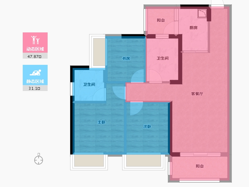 广西壮族自治区-贵港市-奥园顾荣幸福里-69.61-户型库-动静分区