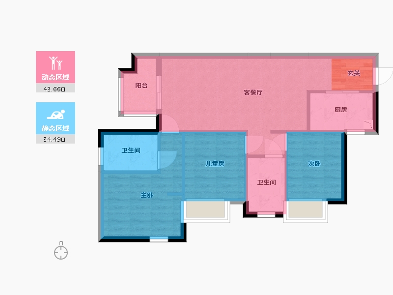 广东省-东莞市-招商雍和府-70.03-户型库-动静分区