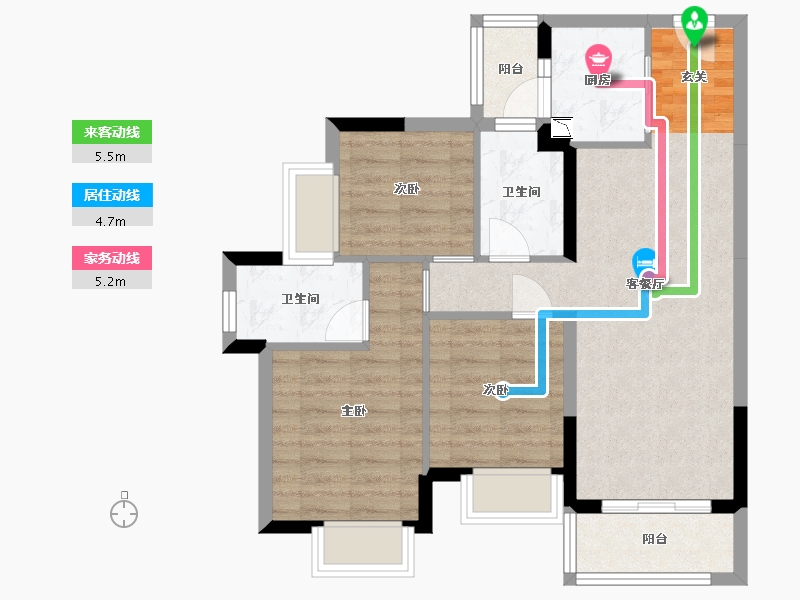 广东省-东莞市-龙光玖龙玺-71.08-户型库-动静线