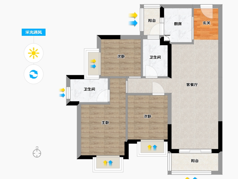 广东省-东莞市-龙光玖龙玺-71.08-户型库-采光通风