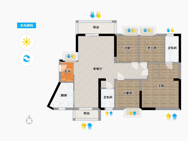 北京-北京市-海德・琥珀�_-105.90-户型库-采光通风