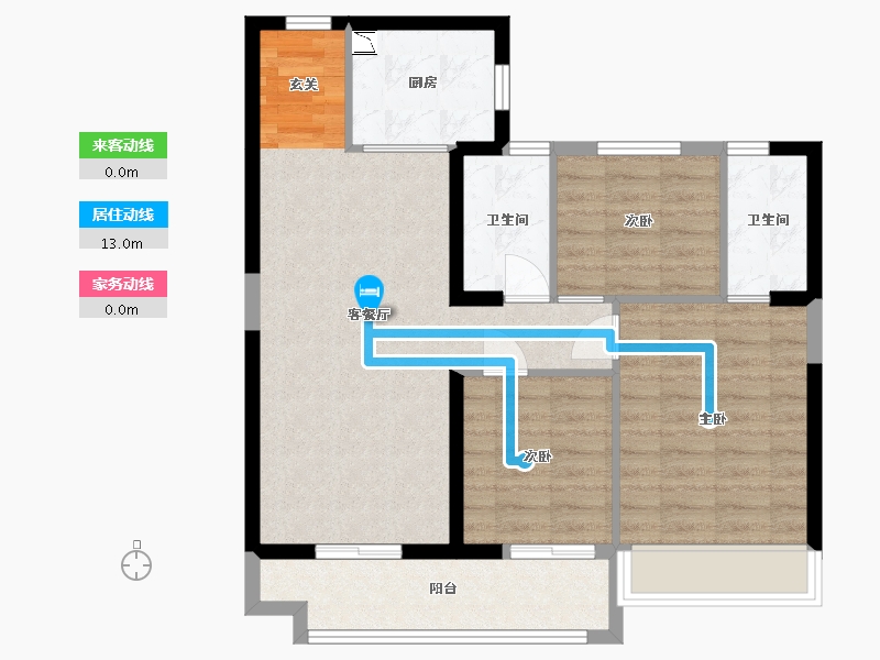 青海省-西宁市-碧桂园凤凰城-79.80-户型库-动静线