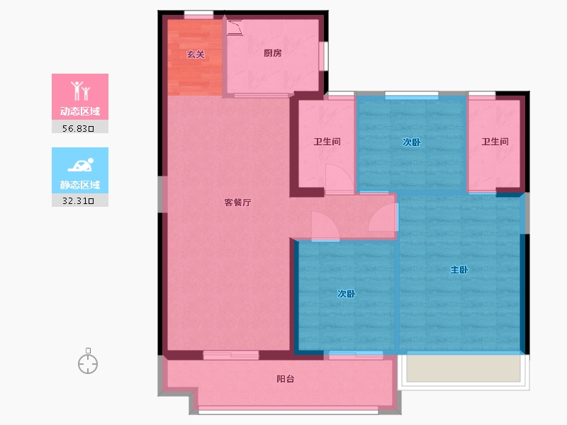 青海省-西宁市-碧桂园凤凰城-79.80-户型库-动静分区