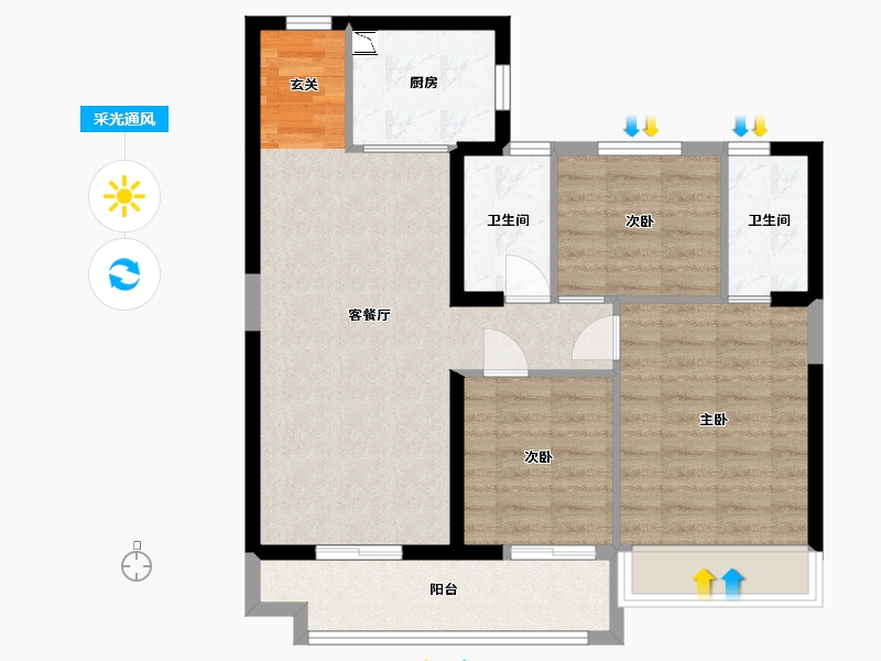 青海省-西宁市-碧桂园凤凰城-79.80-户型库-采光通风