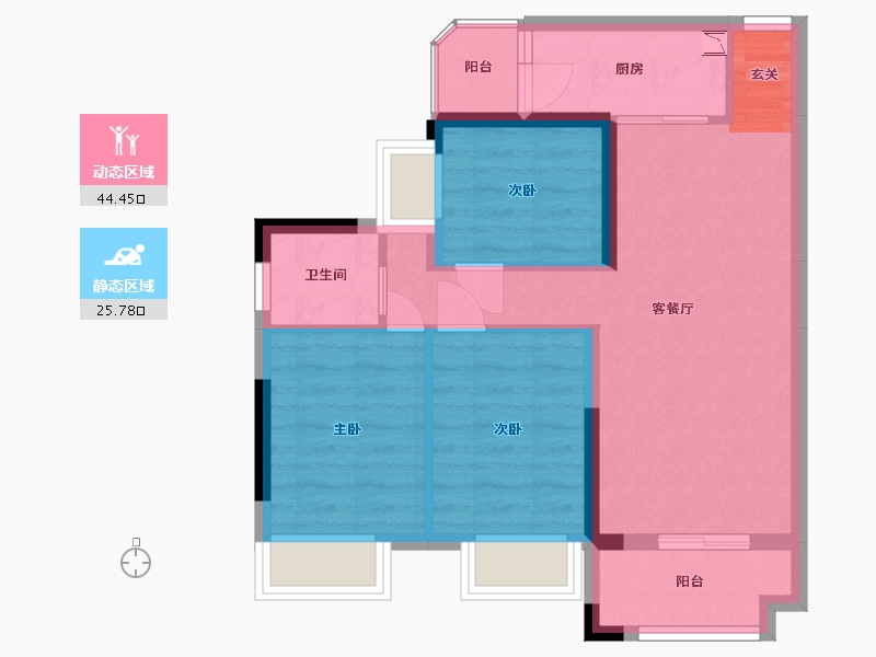 广东省-东莞市-腾龙名悦公馆-61.88-户型库-动静分区