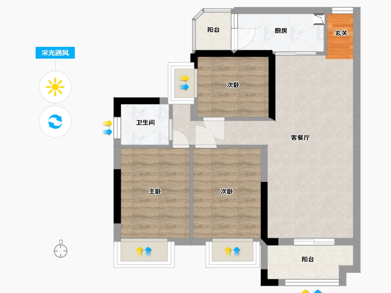 广东省-东莞市-腾龙名悦公馆-61.88-户型库-采光通风