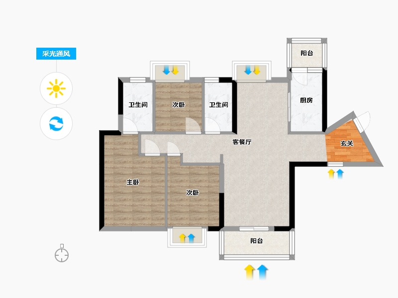 广东省-东莞市-利丰中央华府-81.65-户型库-采光通风