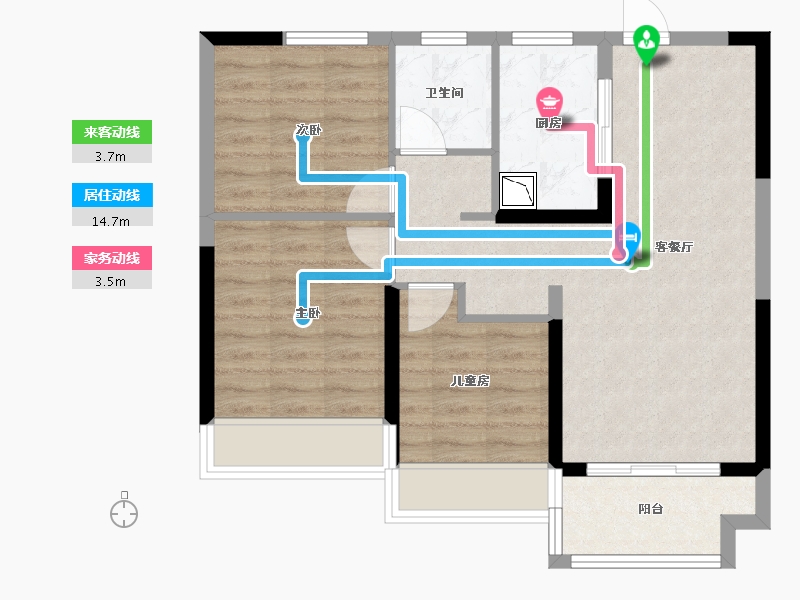 河南省-郑州市-万科城-70.00-户型库-动静线