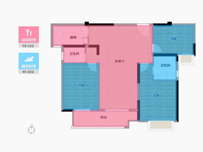 湖南省-长沙市-梅溪悦章-94.46-户型库-动静分区