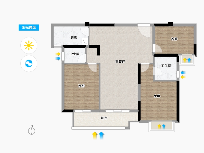 湖南省-长沙市-梅溪悦章-94.46-户型库-采光通风