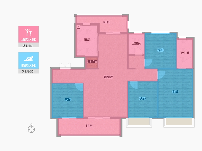 安徽省-滁州市-蓝城明光诚园-121.28-户型库-动静分区