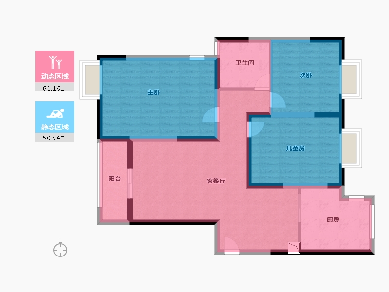 江苏省-无锡市-塘泾里-100.00-户型库-动静分区