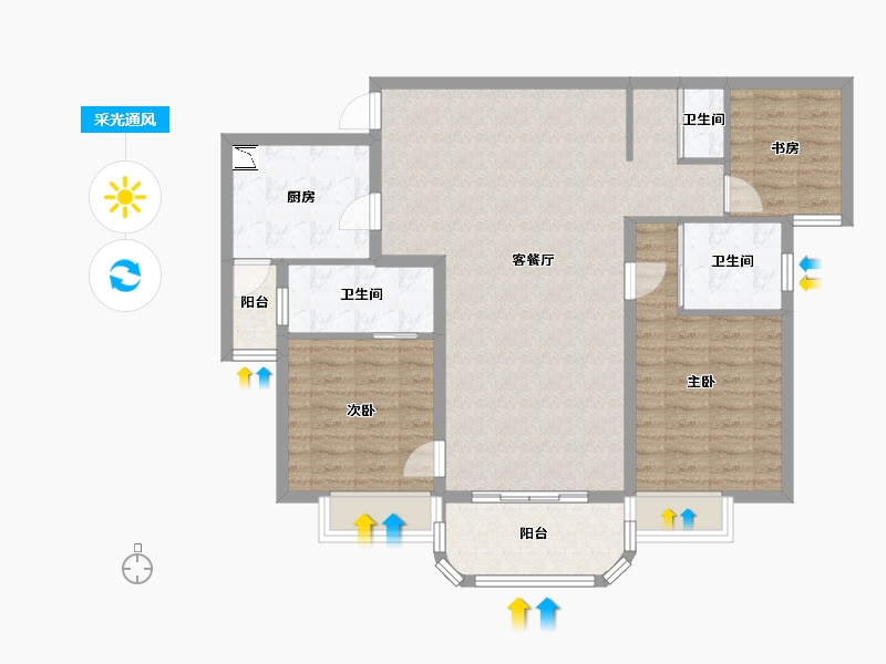 云南省-昆明市-江东境界·-100.52-户型库-采光通风