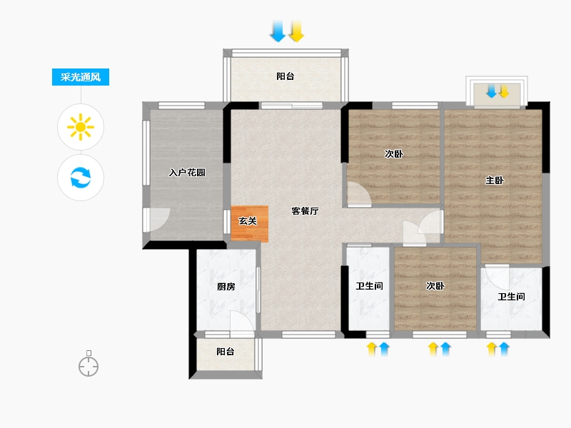 广东省-惠州市-罗浮嘉园-89.89-户型库-采光通风