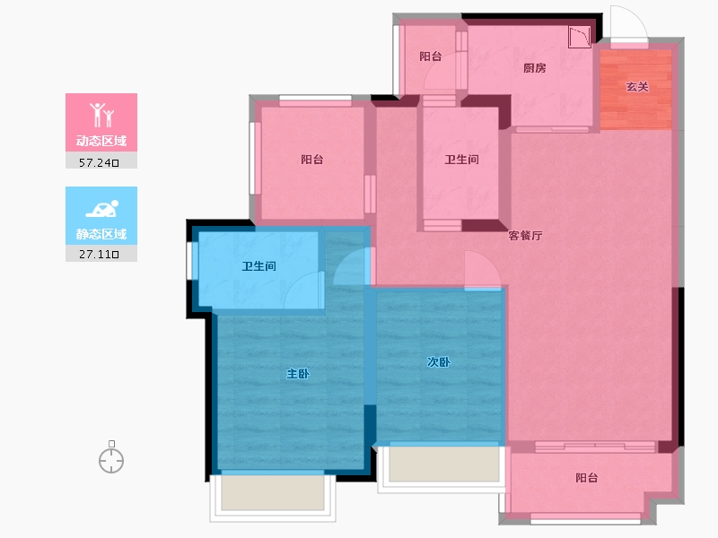 广东省-惠州市-佳兆业东江熙园-74.31-户型库-动静分区