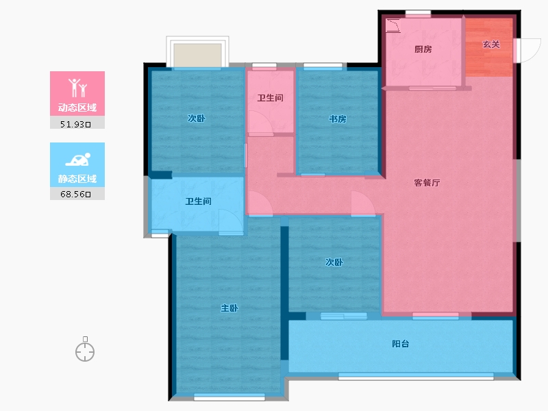 福建省-漳州市-万科金域滨江-108.80-户型库-动静分区