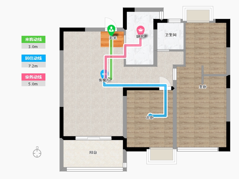 江苏省-扬州市-星地雅苑-86.41-户型库-动静线