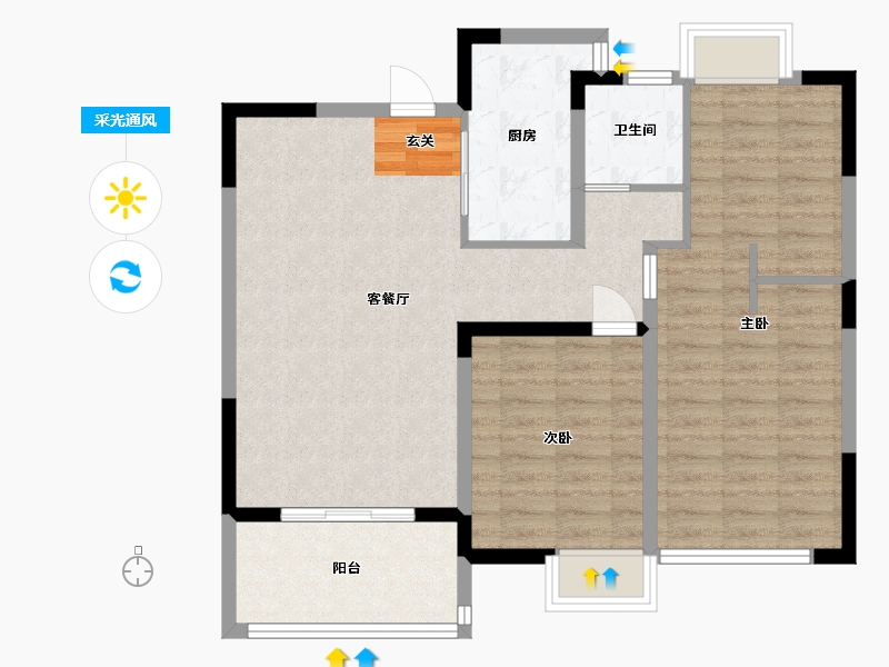 江苏省-扬州市-星地雅苑-86.41-户型库-采光通风