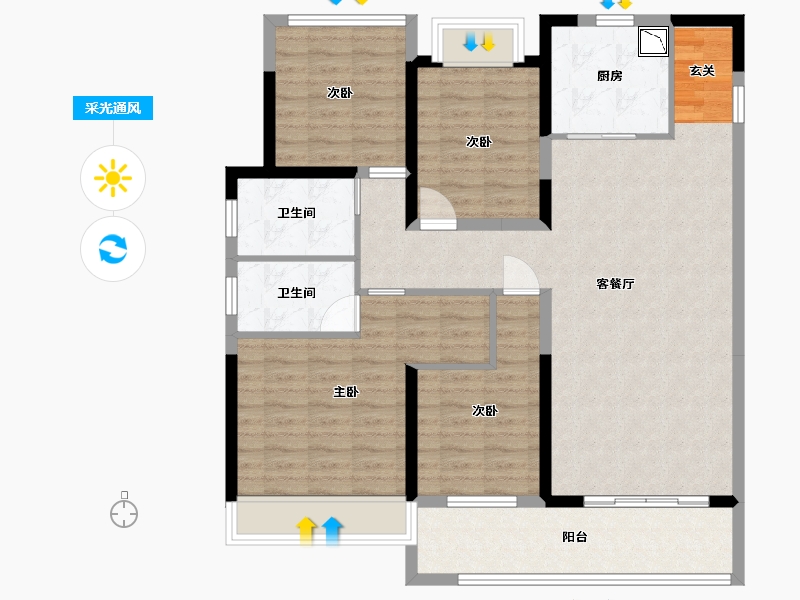 江苏省-苏州市-荷岸晓风花园-112.00-户型库-采光通风