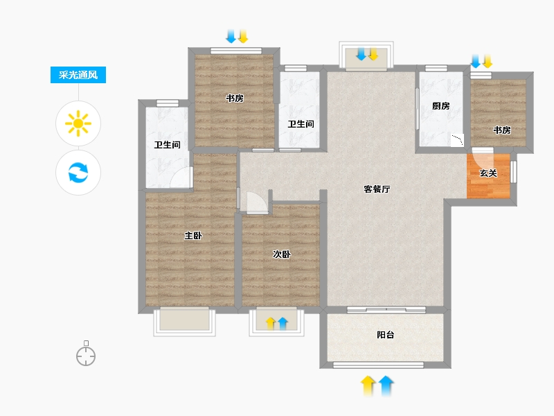 福建省-漳州市-国贸天成-106.35-户型库-采光通风